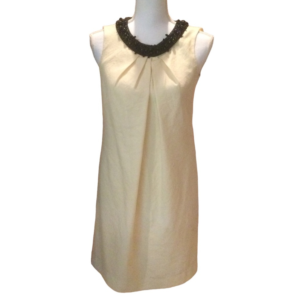Moschino Cheap & Chic Ivory Sleeveless Beaded Neckline Mini Dress Size 4